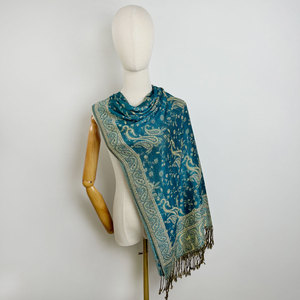 Pashmina hissediyorum şal kadınlar için Rave eşarp yumuşak ipeksi geri dönüşümlü Paisley Vintage jakarlı şal saçaklar ile - Product Image 4