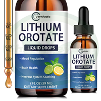 Compléments alimentaires en gouttes liquides orales d'orotate de lithium à marque privée OEM 59 ml pour l'équilibre de l'humeur, le soutien du système nerveux et la santé cérébrale