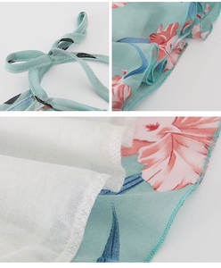 Vestidos de Fiesta de Verano para Niñas, Color Verde, con Estampado de Flores Rojas - Product Image 3