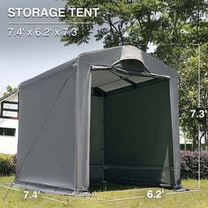 Tente de rangement extérieure Dandelion 7,4 x 6,2 avec évents, auvent de carport avec couverture imperméable, abri pour vélo, moto, gris - Product Image 4