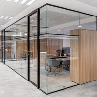 Cloisons de bureau à une seule couche transparente à vue panoramique en aluminium pour bâtiment commercial