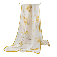 Longue écharpe en soie de mûrier, style chinois, motif floral printanier, cadeau, hijab ---- # HijabScarfKhimarShayla