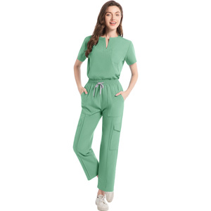 Women Scrub Suit Set Moisture Wicking Quick Dry Hospital Work Uniforms Split Design For Medical Beauty Salon Use - Product Image 5