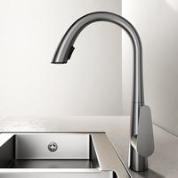 Robinet de cuisine moderne escamotable flexible à montage sur plan, eau chaude et froide