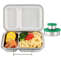 Boîte à bento mignonne en acier inoxydable 304 de haute qualité avec logo personnalisé, 2 compartiments, écologique, anti-fuite, sans BPA