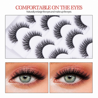 5 paires de faux cils 3D multicouches, effet naturel, volumineux et légers, en faux vison, avec bande en coton, réutilisables, vente en gros, marque privée