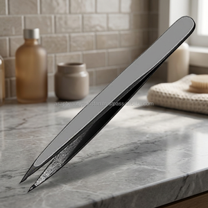 Eco-Friendly Stainless Steel Bend Nose Tweezers Pointed Tip Ergonomic for Beauty Eyebrow & Eyelash Customizable OEM Logo - Product Image 4