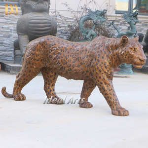 Custom Made decoração ao ar livre artesanato Metal Animal vida tamanho pantera escultura <span class=keywords><strong>Bronze</strong></span> Leopard estátua - Product Image 4