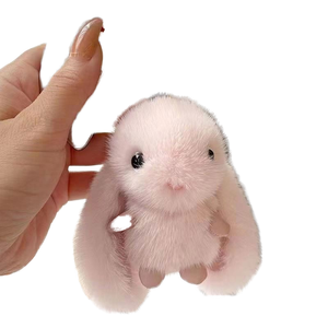 Nouveau mignon moelleux lapin fourrure Pompon porte-clés doux lapin sac pendentif pour Couples coloré voiture porte-clés bijoux cadeau - Product Image 1