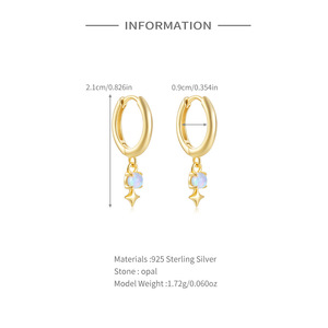 Boucles d'oreilles pendantes en argent sterling S925 avec opale étoile et zircon - Product Image 2