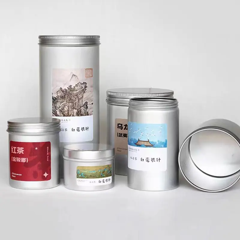 Logo personnalisé en aluminium boîte de conserve à thé café boîtes de sucre boîtes de café emballage de thé vert emballage de thé matcha