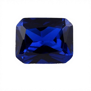 ไพลินสังเคราะห์คุณภาพดีที่เพาะเลี้ยงในห้องปฏิบัติการ ผ่านการอบความร้อน 46 #   พลอยรูปทรงแปดเหลี่ยมขนาด 7 มม. เจียระไนแบบเรเดียนท์ เอเมอรัลด์คัท - Product Image 2