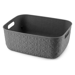 Recycled <b>Plastic</b> Storage <b>Basket</b> (38x29x14.5cm) Modern Rectangle Eco-Friendly with Handles Multi-Purpose SOFTEX Grey - Product Image 1