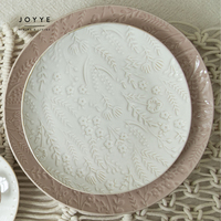 Service de table JOYYE en céramique, élégant et romantique, violet, rose et blanc, avec ustensiles de cuisine