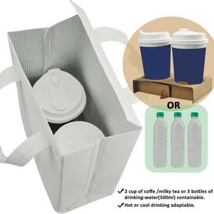 Custom Logo Takeaway Milk Tea Warm Wine Food Delivery Reusable Lunch Bag Insulated Cooler Bags Non-Woven Letter Pattern - Product Image 3