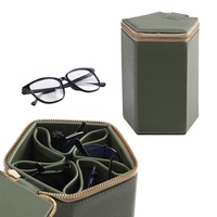 Étui à lunettes de soleil 5 emplacements en similicuir PU de luxe, boîte de rangement pour lunettes, organisateur d'accessoires pour lunettes, logo personnalisé