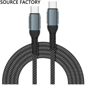 Kabel USB Tipe C 100W, kawat pengisian daya Cepat 5A, kabel kepang nilon untuk samsung untuk xiaomi untuk MacBook untuk iPad