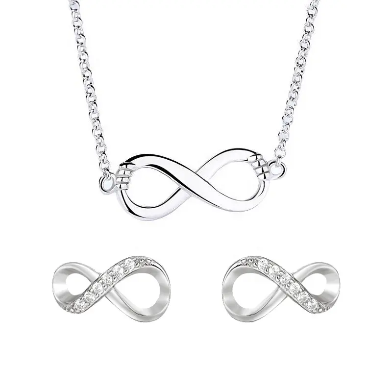 Trending Infinity Sieraden Sets Hanger Zirkoon 925 Sterling Zilver Infinity Sieraden Sets Oorbellen Ketting