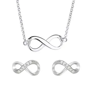 Trending Infinity Jewelry Sets pingente Zircon 925 Sterling Silver Infinity Jewelry Sets brincos colar