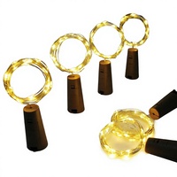 Lampu Tali Botol Cork 20 LED 2M Mini Perak Kawat Tembaga Lampu Peri Natal IP44 Cocok untuk DIY Pesta Pernikahan Dekorasi Meja