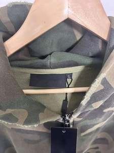 Sudadera con capucha y cremallera de camuflaje desgastado, 100% algodón, estilo francés, extragrande, con estampado personalizado para hombre - Product Image 5