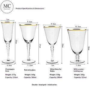 Verre à vin rouge en cristal transparent à bord doré, sur pied haut, personnalisé, pour la maison et la décoration créative de table de banquet de mariage - Product Image 2