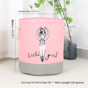 Cestino portaoggetti in tessuto rosa di grande capacità giocattolo quadrato e pattumiera per vestiti sporchi con stile cartone animato per ragazze serie di scatole ordinate - Product Image 6