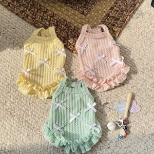 Vestido de Verano para Perros, Bonito y de Algodón, con Estampado, Abrigo para Mascotas con Lazo, Vestido para Perros para Clima Cálido - Product Image 4