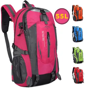 55L toptan Logo özel yürüyüş seyahat kamp açık su geçirmez büyük kapasiteli sırt çantası sırt çantası erkekler için sırt çantası