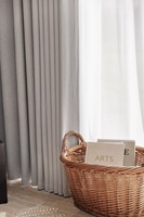 SA0367 Kain Gorden Blackout Katun Linen Dua Sisi Warna Abu-abu Muda untuk Ruang Tamu Rumah Modern