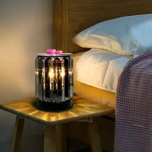 크리스탈 캔들 멜트 버너 아로마 테라피 디퓨저 향기로운 캔들 워머 타이머가있는 불타는 램프