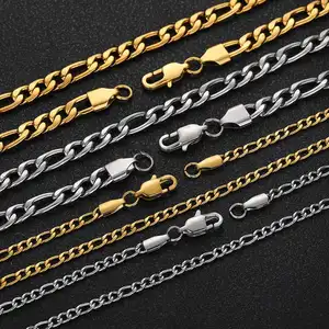 Hot Selling Chain Neck Chain Basic Men's And Women's Retro Gold Solid Metal Jewelry