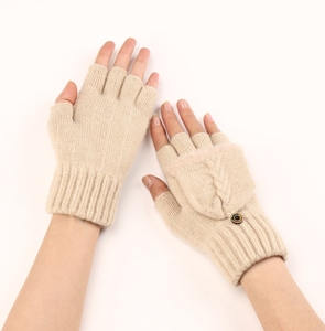 Women's Dual-season <strong>Gloves</strong> with Visible Fingers, Ribbed Cuffs and a <strong>Loose</strong>-fitting Fold-over Flap. - Product Image 2
