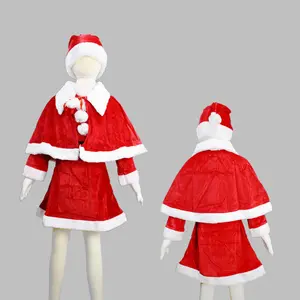2023 Hot Sale Classic Velvet Santa 5-teiliges Set Kids Party Performance Kostüm Cosplay Santa Christmas Opa Kleidung Set