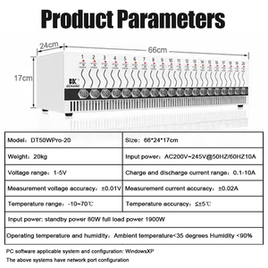 Nouvelle mise à niveau <span class=keywords><strong>DK</strong></span> DT50WPro-20 batterie au Lithium-ion testeur Lifepo4 20 canaux 5V 10A testeur de Machine d'équilibre de décharge de Charge - Product Image 6