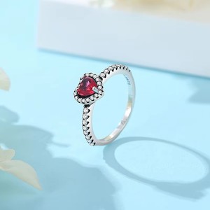 Novità in Vendita: <span class=keywords><strong>Anello</strong></span> in <span class=keywords><strong>Argento</strong></span> 925 con <span class=keywords><strong>Cuore</strong></span> e Fiore in Zircone, Misure 6789, Rosso Blu Rosa Verde, Gioielli Raffinati per Donne, Moda per Mamme - Product Image 3