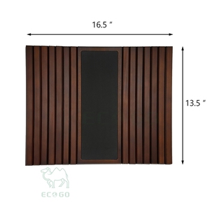 Plateau de canapé en bambou brun avec finition laquée, support pliable à un seul niveau pour accoudoir de canapé, pour la vaisselle, les collations et les boissons dans le salon - Product Image 3