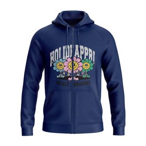 เสื้อมีฮู้ดแบบซิปสำหรับผู้ชายผ้าฟลีซผ้าฝ้ายเปล่าพิมพ์ลายได้เต็มใบหน้าสำหรับฤดูใบไม้ผลิ - Product Image 6