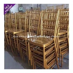 Silla Tiffany Chiavari Apilable de Metal Dorado para Eventos y Banquetes Comerciales de Lujo - Product Image 1