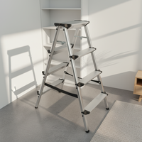 Escabeau en aluminium au design élégant avec 4 marches latérales, échelle de sécurité durable pour la maison, la cuisine et l'appartement