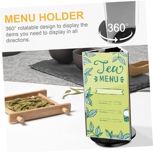 Draagbare, milieuvriendelijke, draaibare menuhouder van acryl voor restaurants, hotels & winkels - Product Image 5