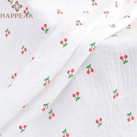 HAPPEAK vente en gros Double gaze tissus de mousseline personnalisé cerise imprimé coton gaze tissu pour bébé vêtements