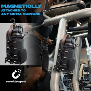 Fitness Magnetic Water Bottle Bag With Phone Key Pocket For Gym Workout <b>Black</b> - Product Image 2