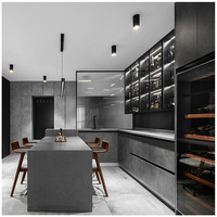Moins cher Prix Design moderne Gris foncé Placard de cuisine en forme de L Meuble de cuisine de luxe en bois personnalisé Armoire de cuisine complète