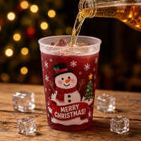 Tasse à changement de couleur activée par le froid, tasse de stade de Noël 22oz, tasse thermochromique magique, gobelets de fête rouges instantanés, en plastique