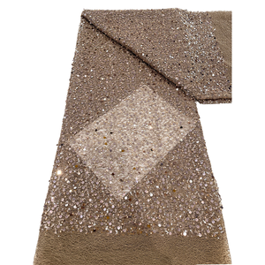 NI.AIビーズチュールレースブライダルブラウンマルチカラーレース生地刺繍ビーズ生地スパンコール女性ウェディングドレス生地 - Product Image 1