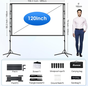 Pantalla de cine plegable de 120 pulgadas 16:9 4K Ultra HD antiarrugas con bolsa de almacenamiento portátil <span class=keywords><strong>para</strong></span> fiestas de cine en interiores y patios traseros. - Product Image 6