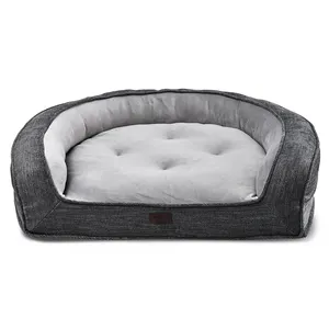 Pet Sofa Solid Orthopedic Memory Foam Luxury Pet Bed Washable Large Cushion Lounge Dog Bed With Non-slip Bottom