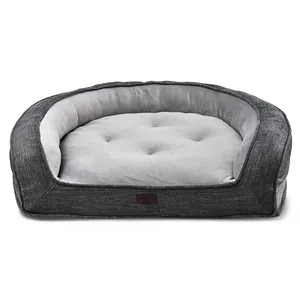 Pet Sofa Solid Orthopaedic Memory Foam Luxus-Haustier bett Wasch bares großes Kissen Lounge Hunde bett mit rutsch festem Boden