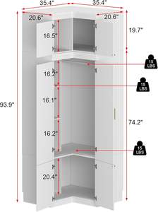ตู้เสื้อผ้าเข้ามุมอิสระสูงแบบทันสมัยตู้มีลิ้นชัก - Product Image 2